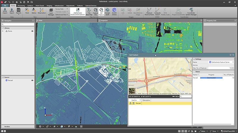 Leica Infinity Surveying Software screenshot arcGIS